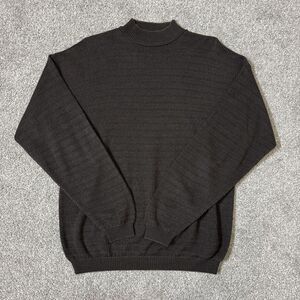 Pronto Uomo Sweater Mens Large Gray Waffle Knit Mock Neck Pullover Made Italy